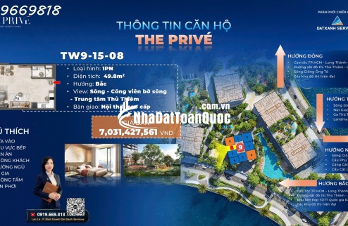 The Prive căn hộ hạng sang ba mặt giáp sông  trung tâm quận 2 chỉ 10% ký hợp đồng mua bán căn 1 phòng ngủ duy nhất